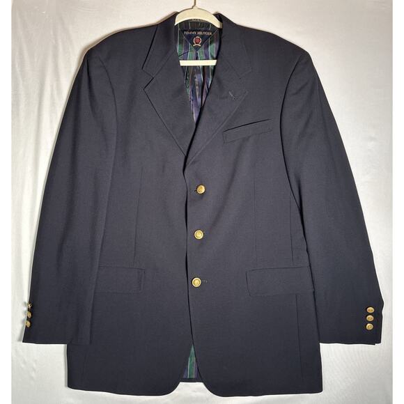 Tommy Hilfiger Vintage Men’s Blazer Sports Coat Navy Blue Gold Buttons 40 L - Picture 1 of 15